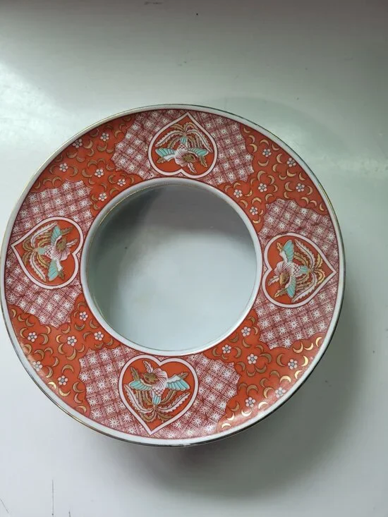 The Toscany Collection Arita Japan Porcelain Bowl Ashtray Red Gold Phoenix Desig - Picture 13 of 13